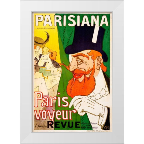 Parisiana / Paris voyeur White Modern Wood Framed Art Print by Saunier, J.