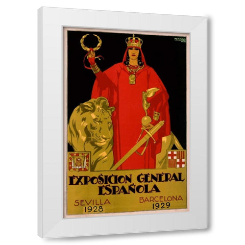 Exposicion General Epanola White Modern Wood Framed Art Print by De Castro, Francisco Hohenleiter