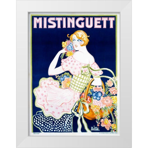 Mistinguett White Modern Wood Framed Art Print by Zig