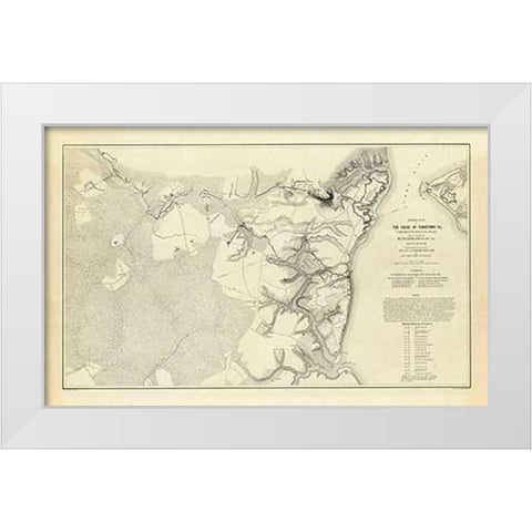 Civil War - Official Plan of The Siege of Yorktown Virginia, 1862 White Modern Wood Framed Art Print by Abbot, Henry L.