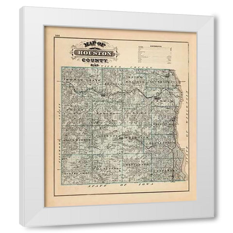 Map of Houston County, Minnesota, 1874 White Modern Wood Framed Art Print by Andreas, A.T.