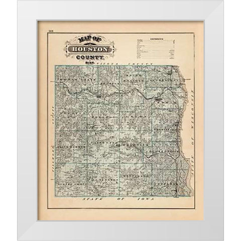 Map of Houston County, Minnesota, 1874 White Modern Wood Framed Art Print by Andreas, A.T.