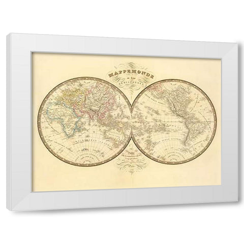 Mappemonde, 1849 White Modern Wood Framed Art Print by Andriveau-Goujon, J.