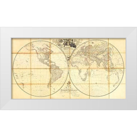 Map of the World, Researches of Capt. James Cook, 1808 White Modern Wood Framed Art Print by Arrowsmith, Aaron