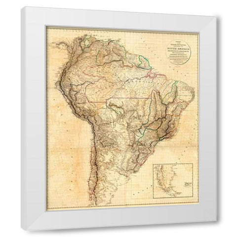 South America, 1814 White Modern Wood Framed Art Print by Arrowsmith, Aaron