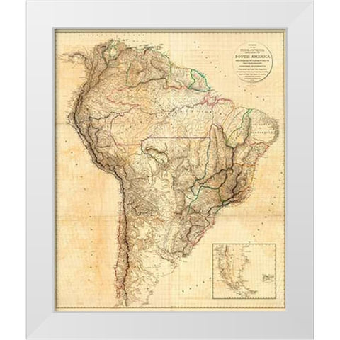 South America, 1814 White Modern Wood Framed Art Print by Arrowsmith, Aaron