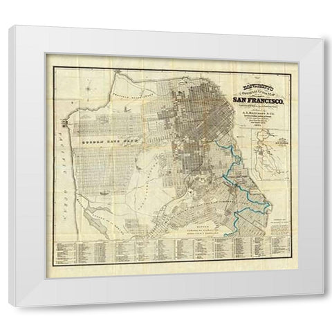 Official Guide Map of City and County of San Francisco, 1873 White Modern Wood Framed Art Print by Bancroft, A.L.