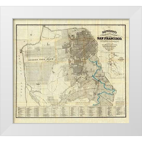 Official Guide Map of City and County of San Francisco, 1873 White Modern Wood Framed Art Print by Bancroft, A.L.