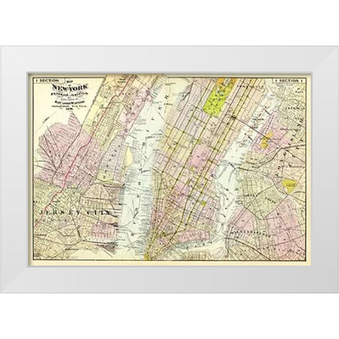New York, Brooklyn, Jersey City, 1891 White Modern Wood Framed Art Print by Beers, Frederick W.
