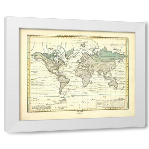 Alexander von Humboldts System Der Isotherm-Kurven, 1849 White Modern Wood Framed Art Print by Berghaus, Heinrich