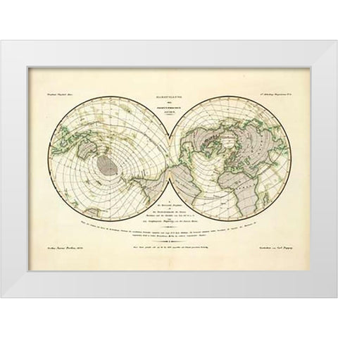 Darstellung Der Isodynamischen Linien, 1839 White Modern Wood Framed Art Print by Berghaus, Heinrich
