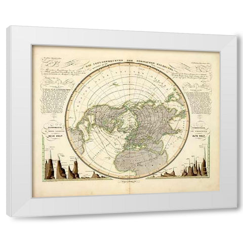 Die Isothermkurven Der Nordlichen Halbkugel, 1838 White Modern Wood Framed Art Print by Berghaus, Heinrich