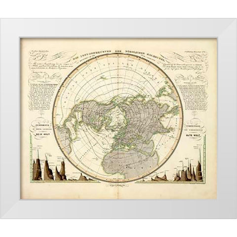 Die Isothermkurven Der Nordlichen Halbkugel, 1838 White Modern Wood Framed Art Print by Berghaus, Heinrich