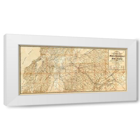 The Central Part of the State of California, 1865 White Modern Wood Framed Art Print by Bielawski, C.