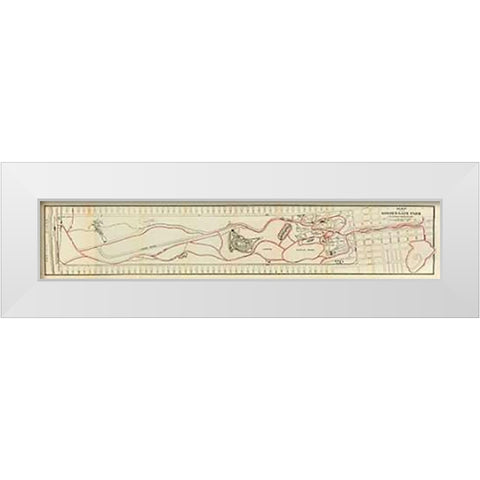 Map of the Golden Gate Park, 1896 White Modern Wood Framed Art Print by Blum, George W.