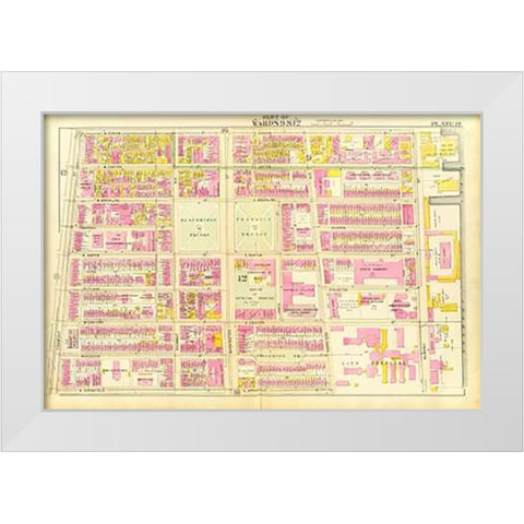 Boston - Wards 9, 12, 1895 White Modern Wood Framed Art Print by Bromley, George Washington