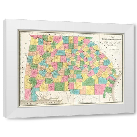 Map of Georgia and Alabama, 1839 White Modern Wood Framed Art Print by Burr, David