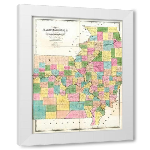 Map of Illinois and Missouri, 1839 White Modern Wood Framed Art Print by Burr, David