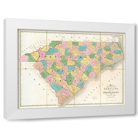 Map of North and South Carolina, 1839 White Modern Wood Framed Art Print by Burr, David