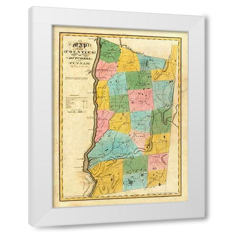 New York - Dutchess, Putnam counties, 1829 White Modern Wood Framed Art Print by Burr, David