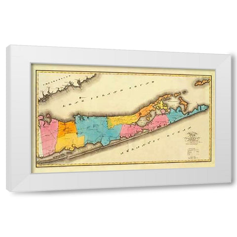 New York - Suffolk County, 1829 White Modern Wood Framed Art Print by Burr, David