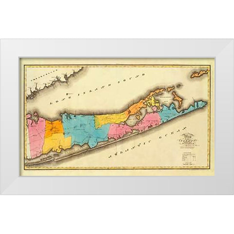 New York - Suffolk County, 1829 White Modern Wood Framed Art Print by Burr, David