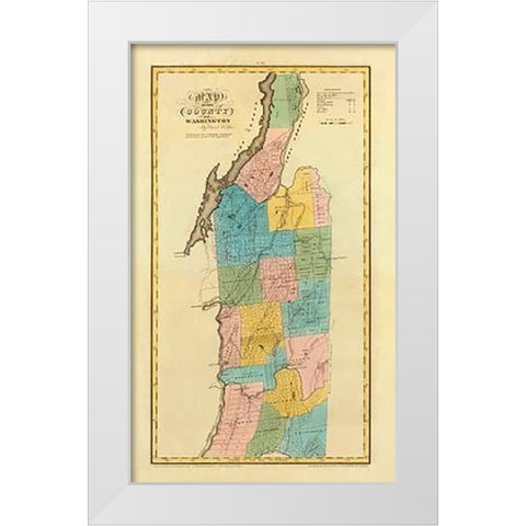 New York - Washington County, 1829 White Modern Wood Framed Art Print by Burr, David