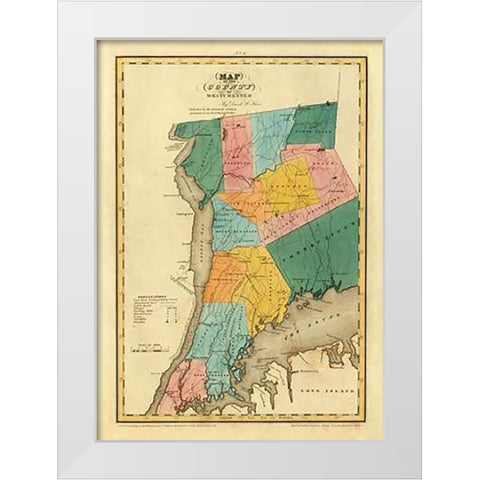 New York - Westchester County, 1829 White Modern Wood Framed Art Print by Burr, David