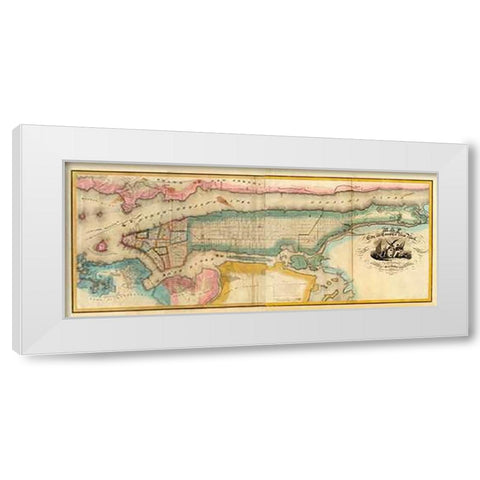 New York City and County, 1832 White Modern Wood Framed Art Print by Burr, David