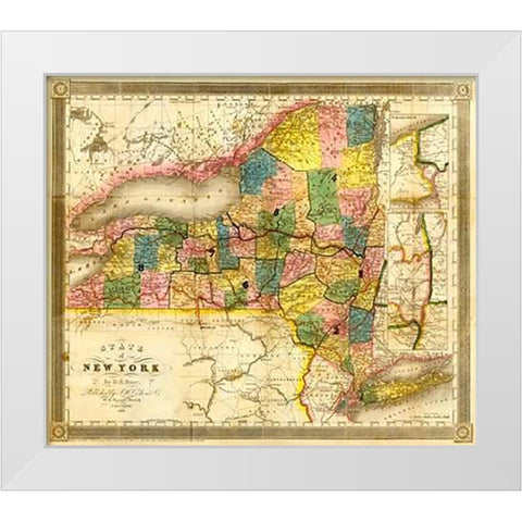 State of New York, 1840 White Modern Wood Framed Art Print by Burr, David