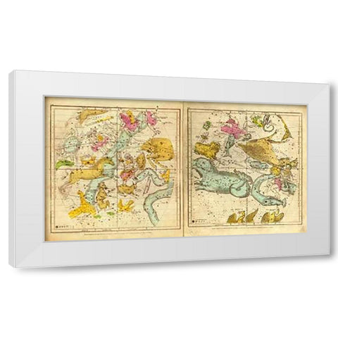 The Constellations in October - March, 1835 White Modern Wood Framed Art Print by Burritt, Elijah