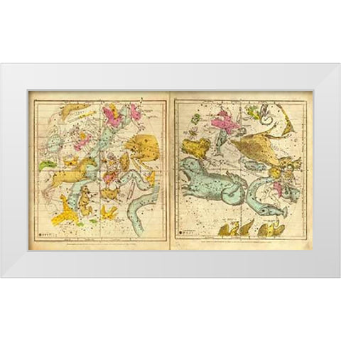 The Constellations in October - March, 1835 White Modern Wood Framed Art Print by Burritt, Elijah