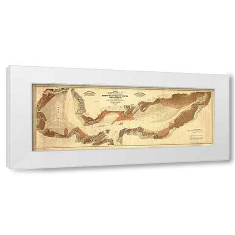 Map exhibiting the salt marsh and lands adjacent to the bays of San Francisco and San Pablo, 1874 White Modern Wood Framed Art Print by California Board of State Harbor Commissioners