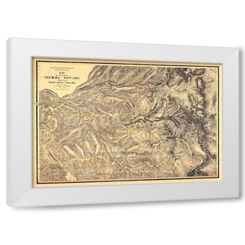Sierra Nevada adjacent to the Yosemite Valley, 1869 White Modern Wood Framed Art Print by California Geological Survey