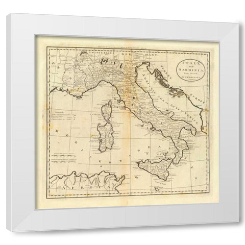 Italy and Sardinia, 1796 White Modern Wood Framed Art Print by Carey, Mathew