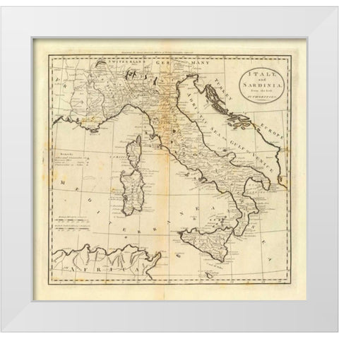 Italy and Sardinia, 1796 White Modern Wood Framed Art Print by Carey, Mathew