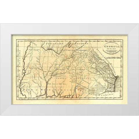 State of Georgia, 1795 White Modern Wood Framed Art Print by Carey, Mathew