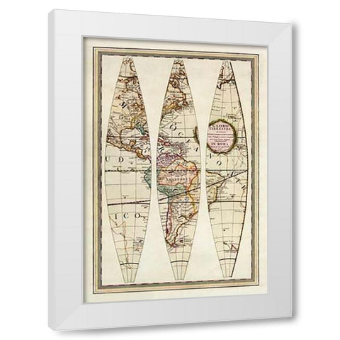 Globo Terrestre I, 1792 White Modern Wood Framed Art Print by Cassini, Giovanni Maria