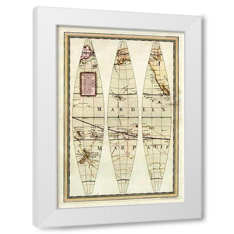 Globo Terrestre II, 1792 White Modern Wood Framed Art Print by Cassini, Giovanni Maria