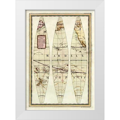 Globo Terrestre II, 1792 White Modern Wood Framed Art Print by Cassini, Giovanni Maria
