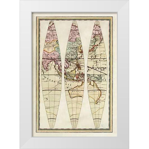 Globo Terrestre III, 1792 White Modern Wood Framed Art Print by Cassini, Giovanni Maria