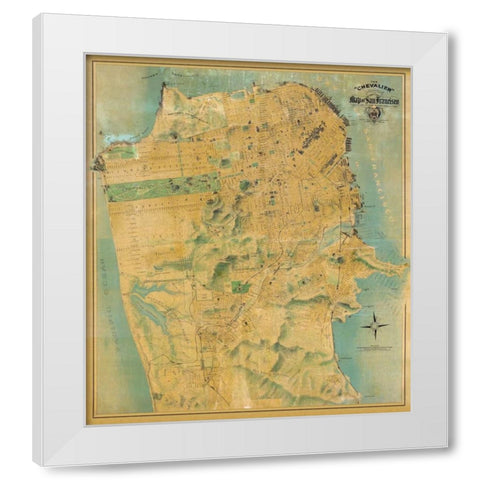 The Chevalier Map of San Francisco White Modern Wood Framed Art Print by Chevalier, August