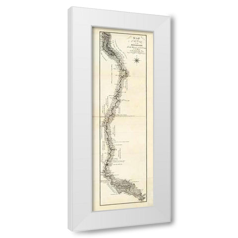 Map of the Course of The Mississippi from the Missouri, 1796 White Modern Wood Framed Art Print by Collot, George Henri Victor