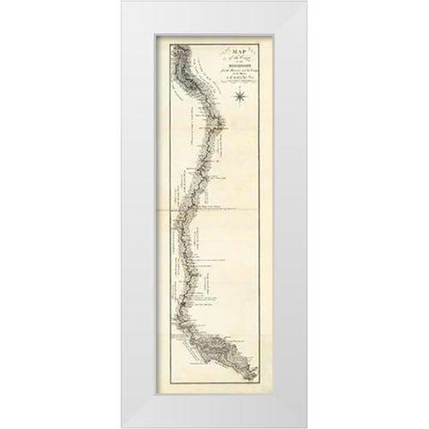 Map of the Course of The Mississippi from the Missouri, 1796 White Modern Wood Framed Art Print by Collot, George Henri Victor