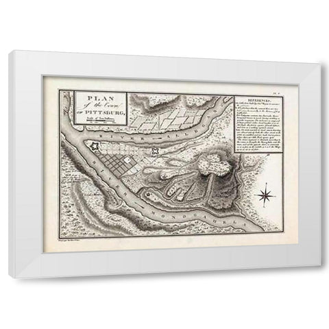Plan of the Town of Pittsburg, Pennsylvania, 1796 White Modern Wood Framed Art Print by Collot, George Henri Victor