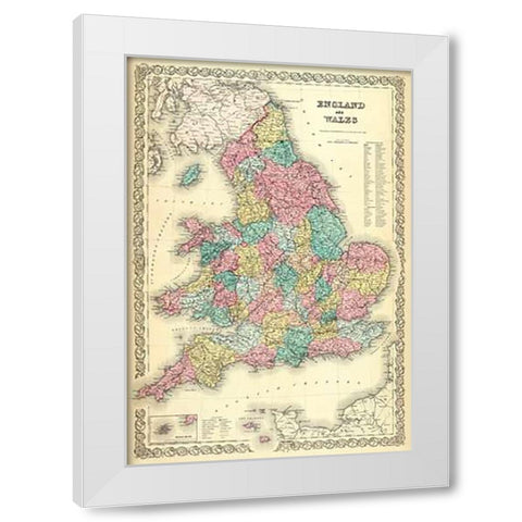 England and Wales, 1856 White Modern Wood Framed Art Print by Colton, G.W