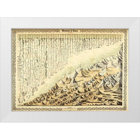 Mountains and Rivers, 1856 White Modern Wood Framed Art Print by Colton, G.W