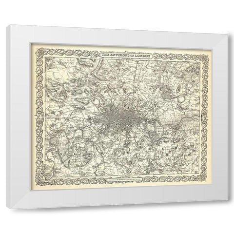 The Environs of London, 1856 White Modern Wood Framed Art Print by Colton, G.W