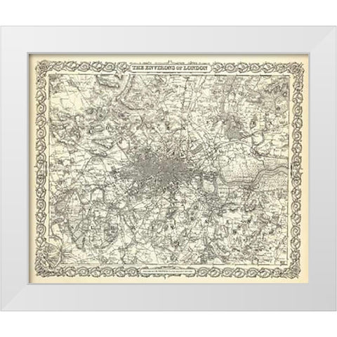 The Environs of London, 1856 White Modern Wood Framed Art Print by Colton, G.W