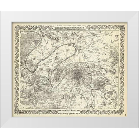 The Environs of Paris, 1856 White Modern Wood Framed Art Print by Colton, G.W